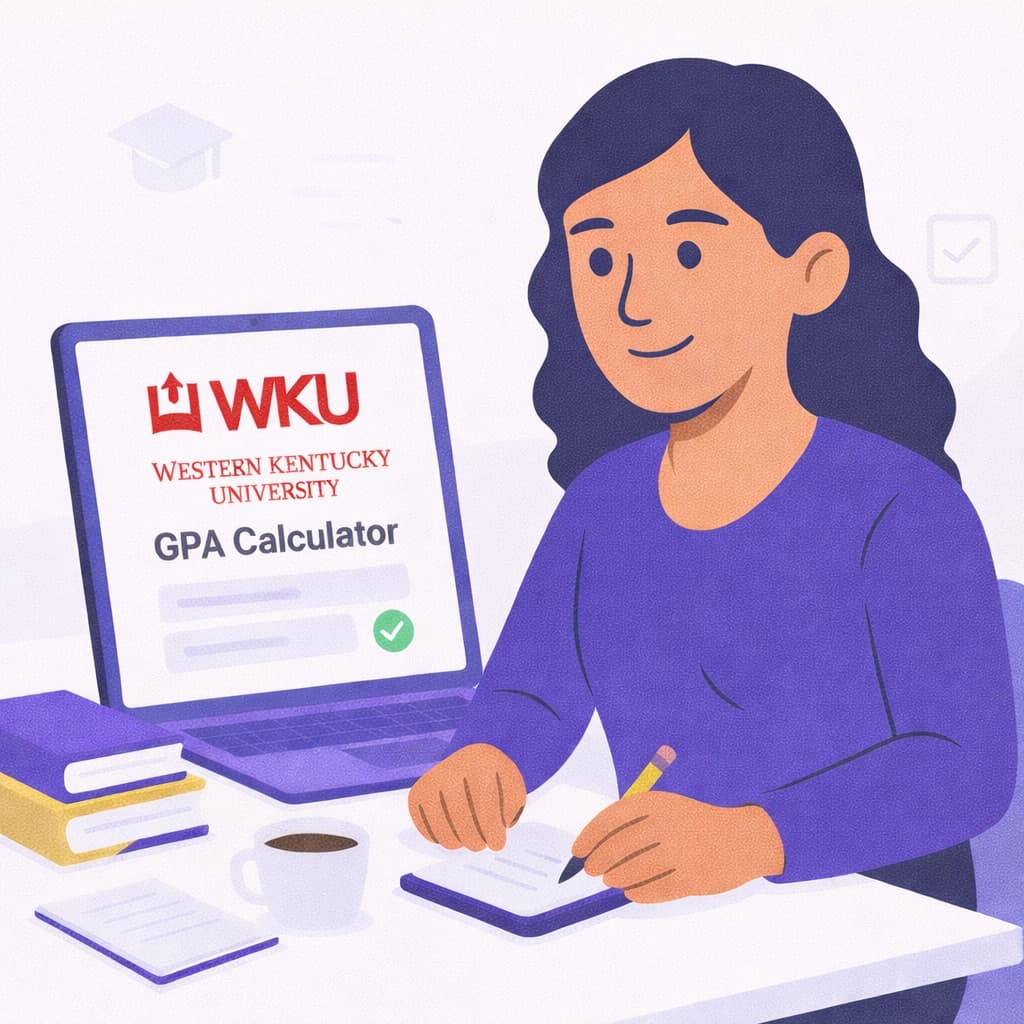 Student using WKU GPA calculator on laptop at Western Kentucky University