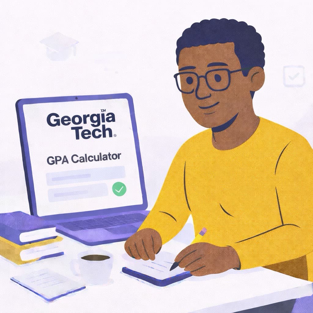Georgia Tech student calculating GPA on laptop